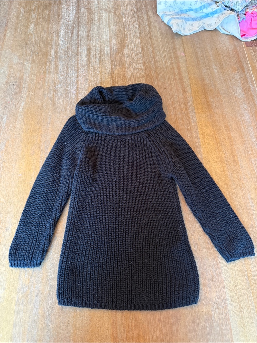 Old Navy Black Ribbed Cowl Neck Dress - Girls